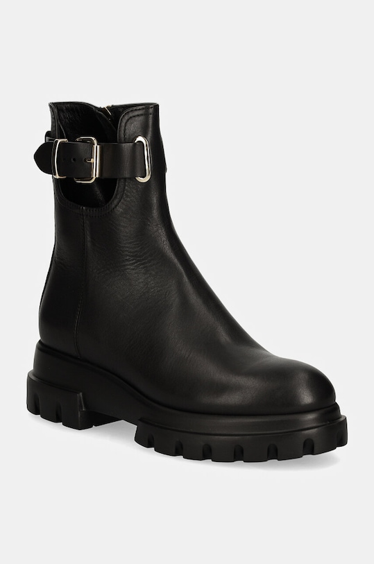 Kožené členkové topánky AGL Chunky Lowboot usňová koža čierna D756593PGKA2131013
