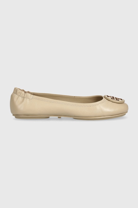 Tory Burch baleriny skórzane Minnie Travel Ballet 141362.250 beżowy AW24