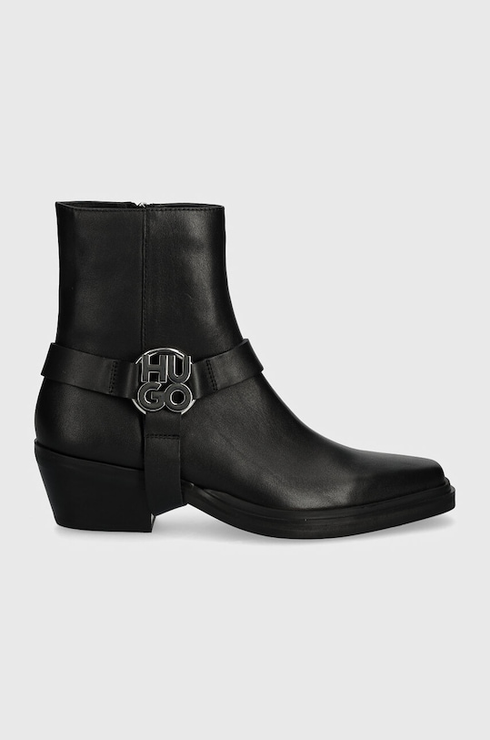 Кожаные полусапожки HUGO Kody 50513527.001 чёрный AW24