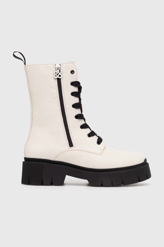 Kožené členkové topánky HUGO Kris 50523245.102 béžová AW24