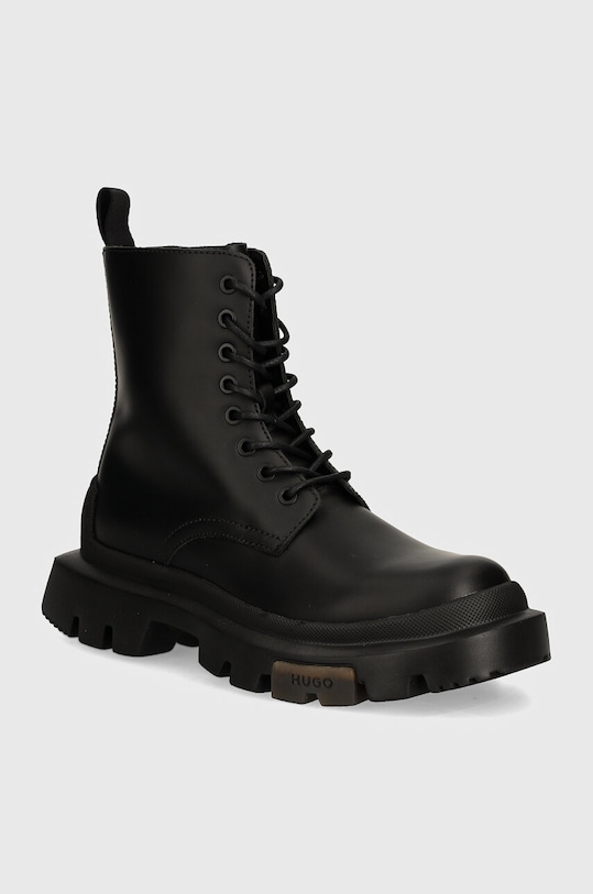 HUGO bőr csizma Fabyan platform fekete 50523316.001