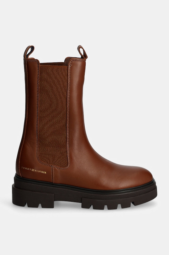 Kožené kotníkové boty Tommy Hilfiger MONOCHROMATIC CHELSEA BOOT FW0FW06730 hnědá AW24