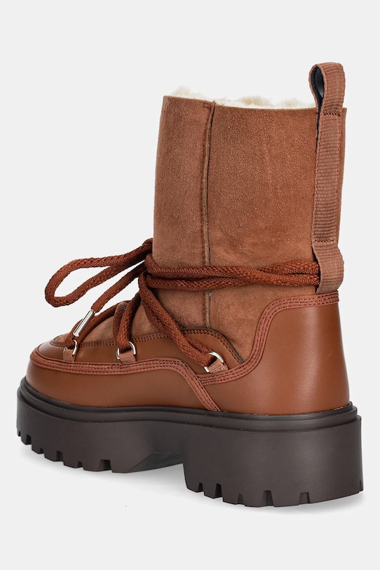 Boty Sněhule Tommy Hilfiger REAL SHEARLING LACE-UP SNOWBOOT FW0FW08085 hnědá