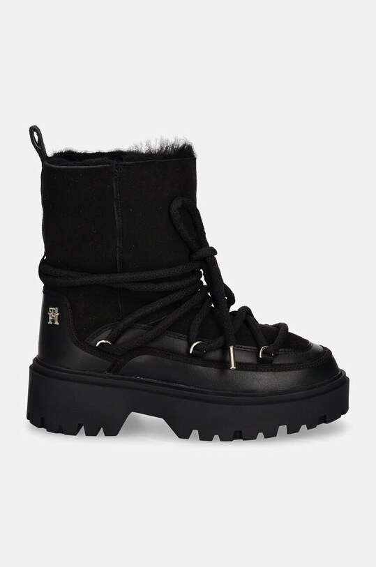 Tommy Hilfiger śniegowce REAL SHEARLING LACE-UP SNOWBOOT FW0FW08085 czarny NC24
