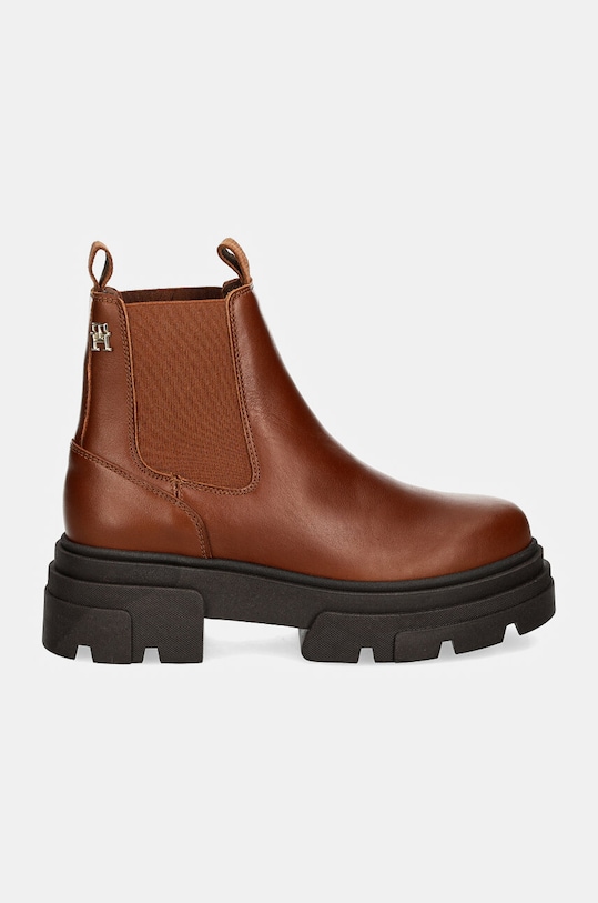 Μπότες τσέλσι Tommy Hilfiger COMBAT LEATHER LOW CHELSEA FW0FW08089 καφέ AW24