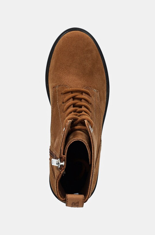 Замшеві черевики Tommy Hilfiger SUEDE MID HEEL LACEUP LOGOTAPE коричневий FW0FW08090