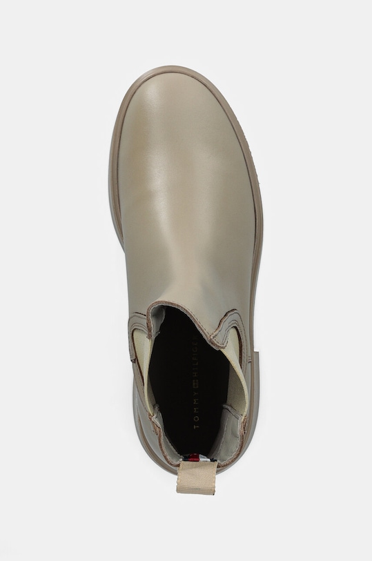 Шкіряні черевики Tommy Hilfiger MINIMAL LEATHER CHELSEA LOGOTAPE бежевий FW0FW08095
