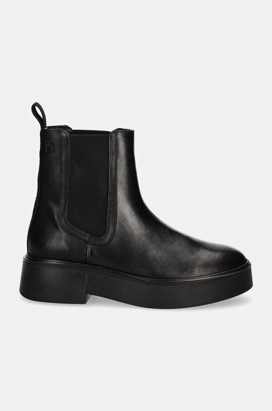 Tommy Hilfiger sztyblety skórzane MINIMAL LEATHER CHELSEA LOGOTAPE FW0FW08095 czarny NC24