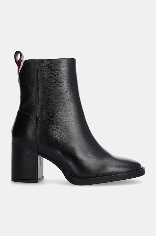 Kožené členkové topánky Tommy Hilfiger ANKLE BOOT MID WRAPPED LTHR HEEL FW0FW08098 čierna NC24