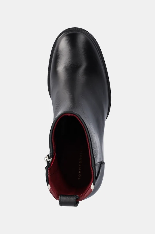 Kožené členkové topánky Tommy Hilfiger ANKLE BOOT MID WRAPPED LTHR HEEL čierna FW0FW08098