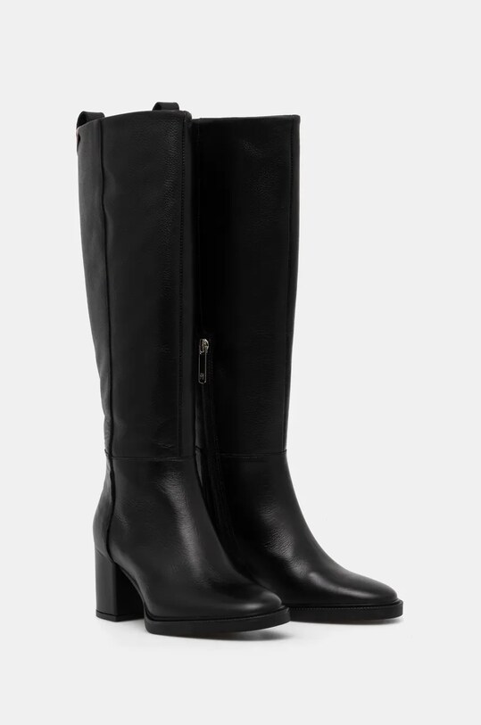 Взуття Шкіряні чоботи Tommy Hilfiger LONG BOOT MID WRAPPED LTHR HEEL FW0FW08099 чорний