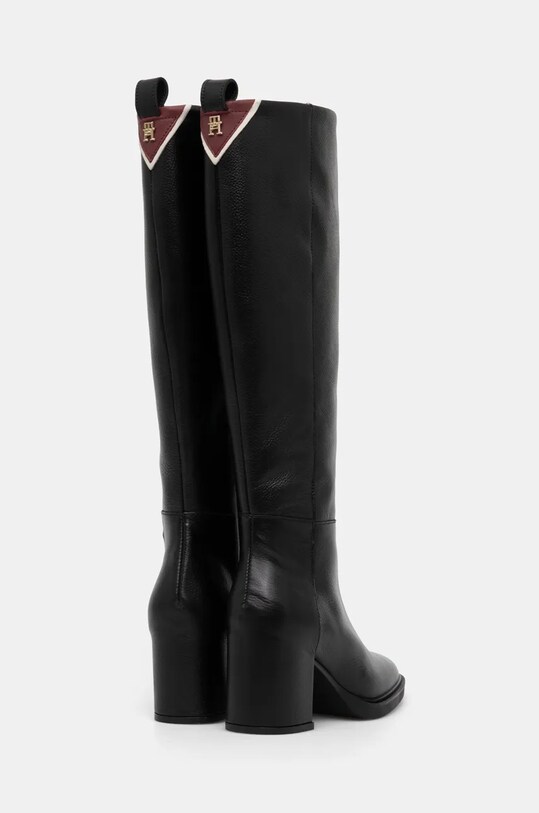 Шкіряні чоботи Tommy Hilfiger LONG BOOT MID WRAPPED LTHR HEEL чорний FW0FW08099