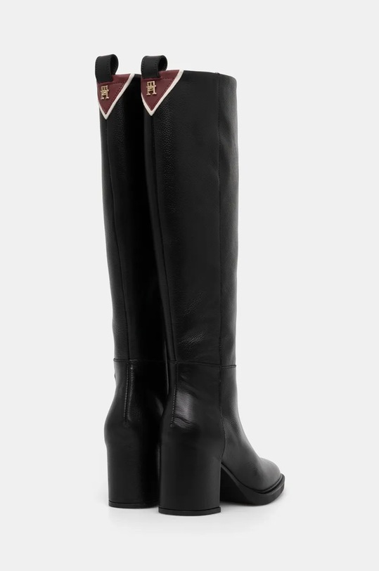 Tommy Hilfiger kozaki skórzane LONG BOOT MID WRAPPED LTHR HEEL czarny FW0FW08099