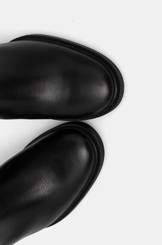Шкіряні чоботи Tommy Hilfiger LONG BOOT MID WRAPPED LTHR HEEL FW0FW08099 чорний
