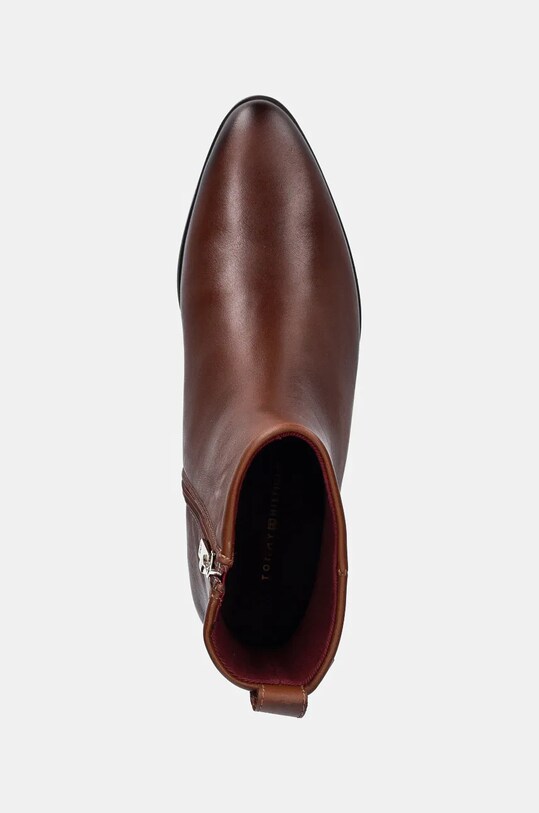 Δερμάτινες μπότες Tommy Hilfiger LOW COWBOY FLAT LEATHER καφέ FW0FW08103