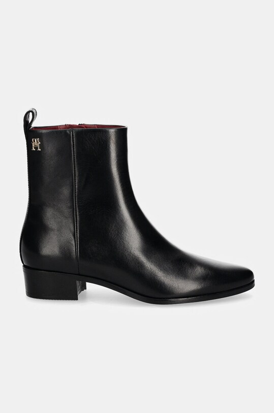 Шкіряні черевики Tommy Hilfiger LOW COWBOY FLAT LEATHER FW0FW08103 чорний NC24