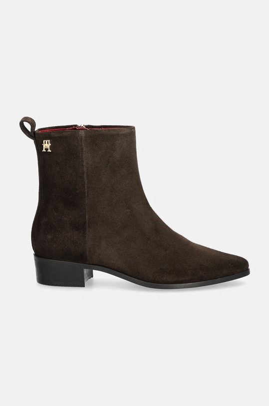 Tommy Hilfiger cizme din piele intoarsa LOW COWBOY FLAT SUEDE FW0FW08104 maro NC24