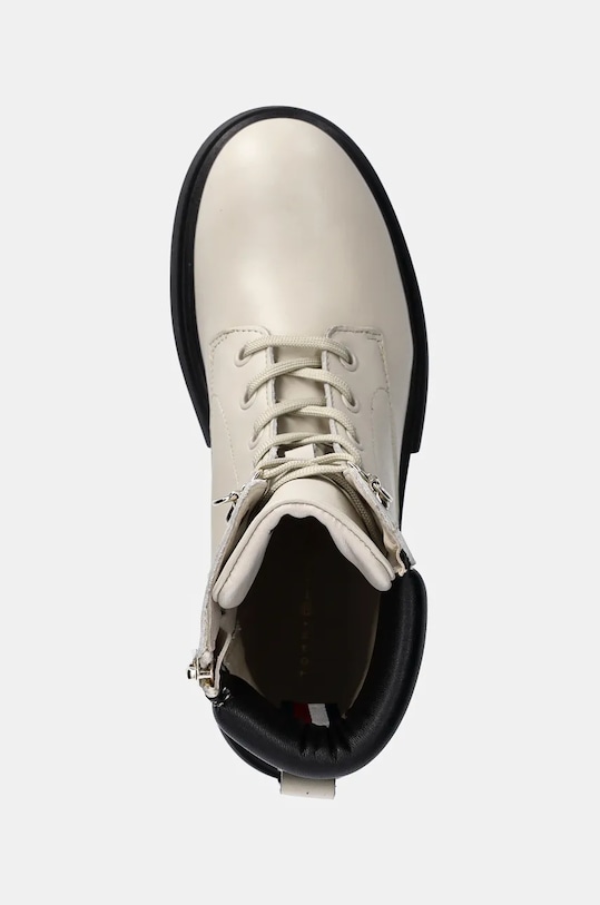 Kožené workery Tommy Hilfiger LACE-UP BIKER LEATHER biela FW0FW08167