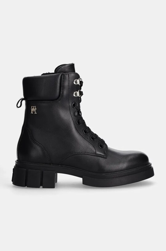 Шкіряні черевики Tommy Hilfiger LACE-UP BIKER LEATHER FW0FW08167 чорний NC24