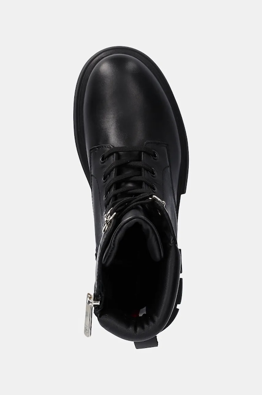 Kožené workery Tommy Hilfiger LACE-UP BIKER LEATHER čierna FW0FW08167