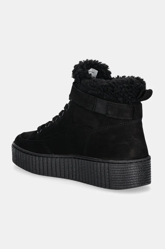 Obuwie Tommy Hilfiger botki zamszowe FAUX FUR NUBUCK LOW LACE-UP FW0FW08172 czarny