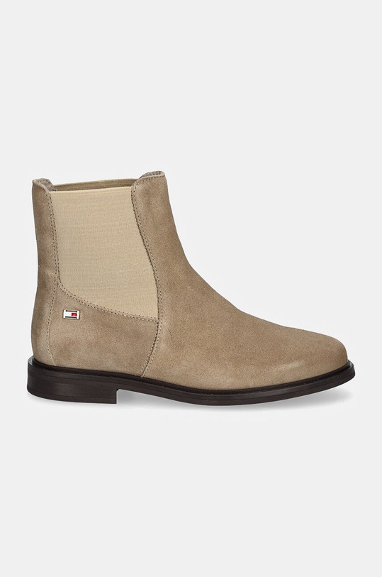 Gležnjače od nubuk kože Tommy Hilfiger FLAG SUEDE LOW CHELSEA FW0FW08176 bež NC24