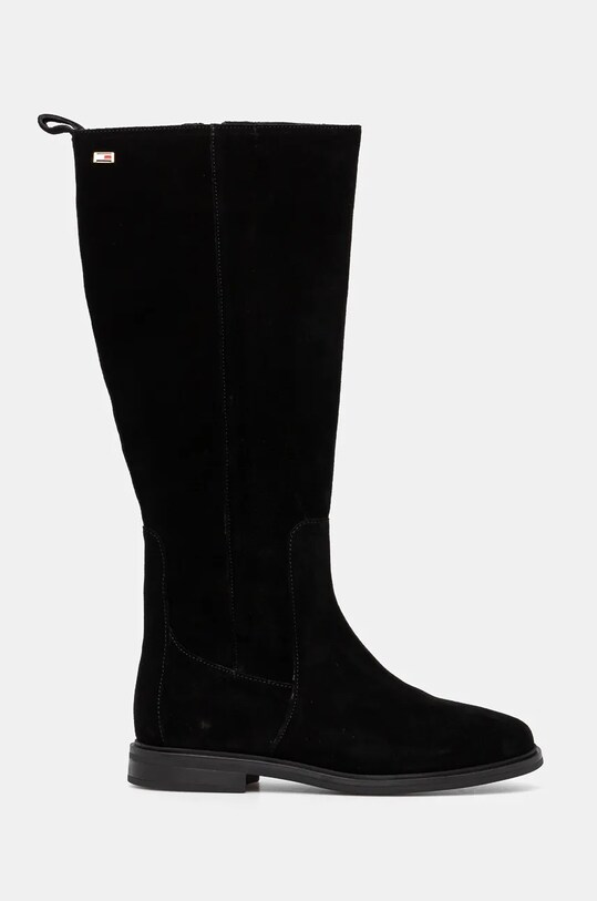 Замшеві чоботи Tommy Hilfiger FLAG SUEDE LONG BOOT ZIP FW0FW08178 чорний AW24