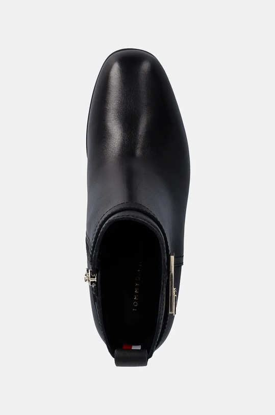 Kožené členkové topánky Tommy Hilfiger TH LOGO MID HEEL BOOTIE čierna FW0FW08179