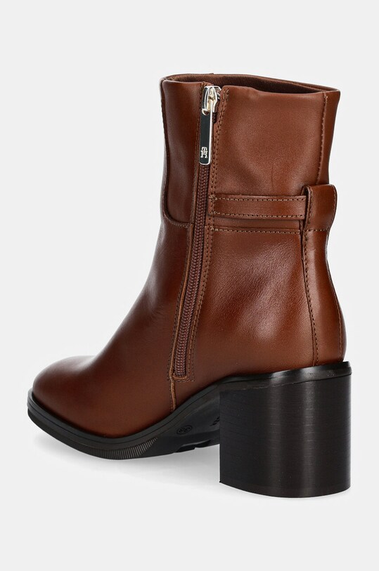 Obutev Usnjeni gležnarji Tommy Hilfiger TH CHAIN LEATHER MID HEEL BOOTIE FW0FW08183 rjava