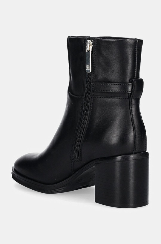 Încălțăminte Tommy Hilfiger cizme de piele TH CHAIN LEATHER MID HEEL BOOTIE FW0FW08183 negru