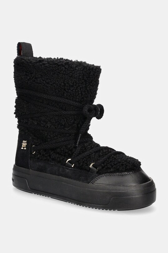 Зимові чоботи Tommy Hilfiger LACE-UP FAUX SHEARLING SNOWBOOT лицьова шкіра чорний FW0FW08252