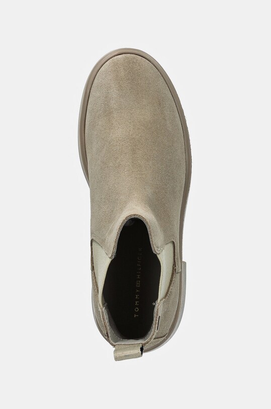Tommy Hilfiger botine din piele intoarsa MINIMAL SUEDE CHELSEA FLAG bej FW0FW08303
