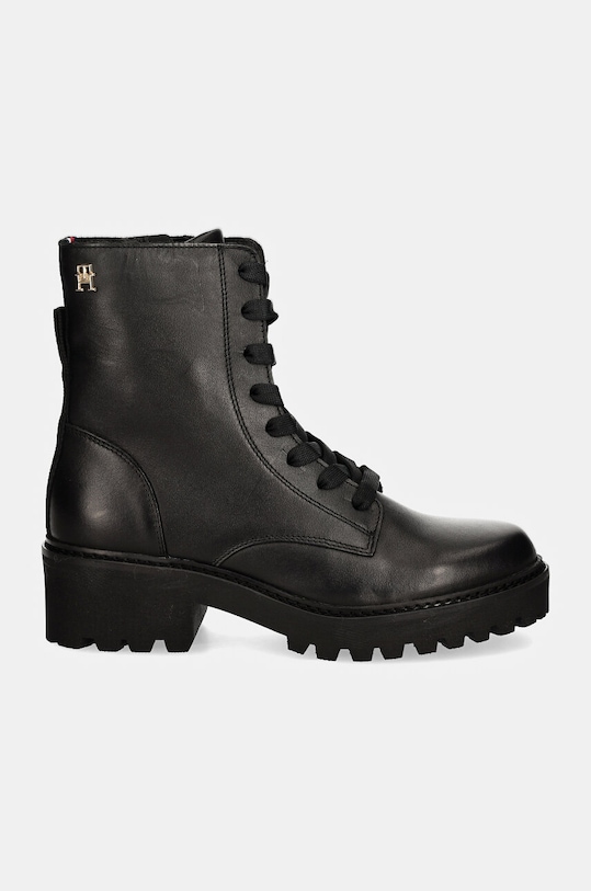Δερμάτινα workers Tommy Hilfiger CHIC MID HEEL LEATHER LACE-UP FW0FW08305 μαύρο AW24
