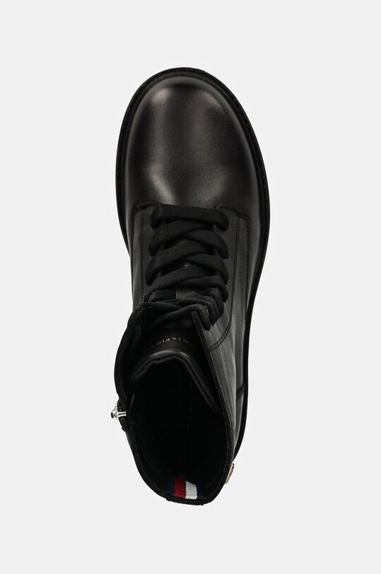 Шкіряні черевики Tommy Hilfiger CHIC MID HEEL LEATHER LACE-UP чорний FW0FW08305