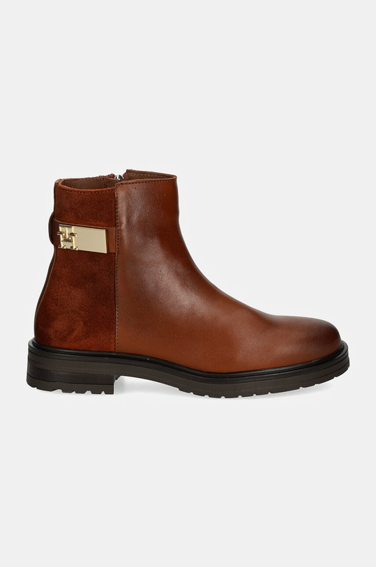 Шкіряні черевики Tommy Hilfiger TH LOGO LEATHER MIX CHELSEA FW0FW08336 коричневий AW24
