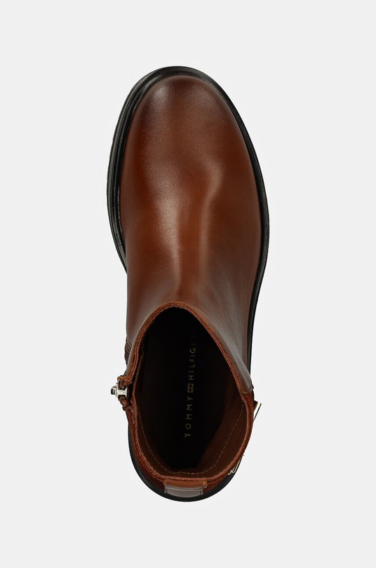 Tommy Hilfiger botki skórzane TH LOGO LEATHER MIX CHELSEA brązowy FW0FW08336