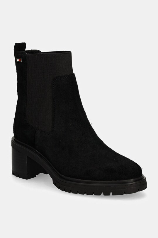 Замшевые ботинки Tommy Hilfiger FLAG MID HEEL SUEDE CHELSEA замш чёрный FW0FW08429