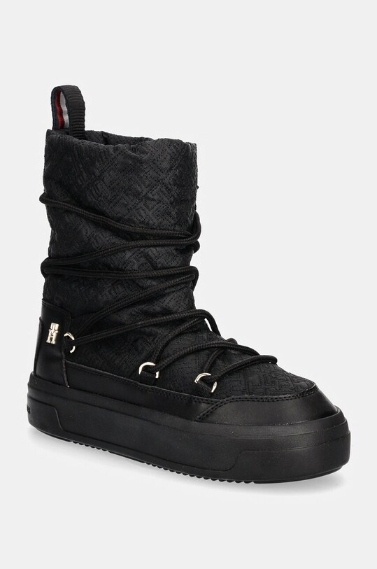 Зимние сапоги Tommy Hilfiger LACE-UP MONOGRAM SNOWBOOT с утеплением чёрный FW0FW08430
