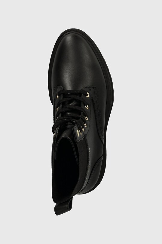 Členkové topánky Tommy Hilfiger LEATHER ELASTIC RIB LACEUP čierna FW0FW08440