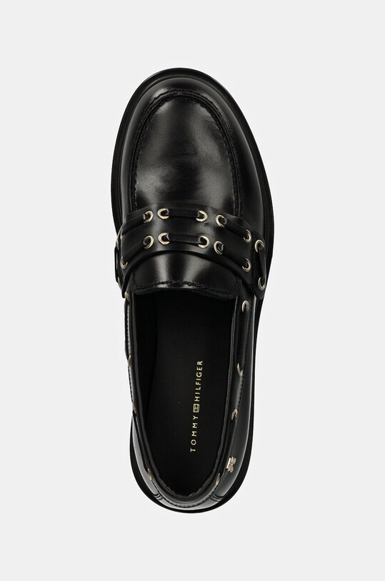 Tommy Hilfiger mocasini de piele NAUTICAL EYELETS LEATHER LOAFER negru FW0FW08148