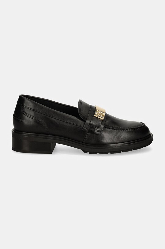 Tommy Hilfiger mokasyny skórzane TH LOGO LEATHER LOAFER FW0FW08257 czarny AW24