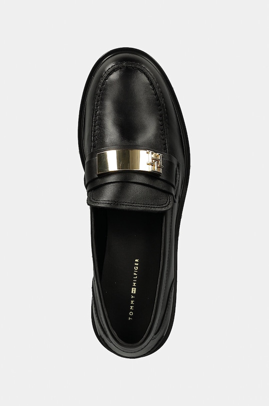 Кожени мокасини Tommy Hilfiger TH LOGO LEATHER LOAFER черен FW0FW08257