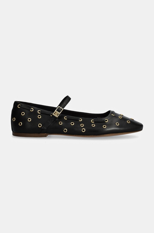 Кожаные балетки Tommy Hilfiger MARYJANE BALLERINA EYELETS FW0FW08311 чёрный AW24