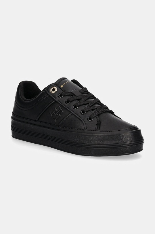 Kožené sneakers boty Tommy Hilfiger ESSENTIAL VULC SNEAKER MONOGRAM imitace kůže černá FW0FW07945