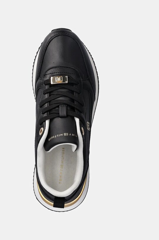 Kožené sneakers boty Tommy Hilfiger FEMININE RUNNER černá FW0FW08117
