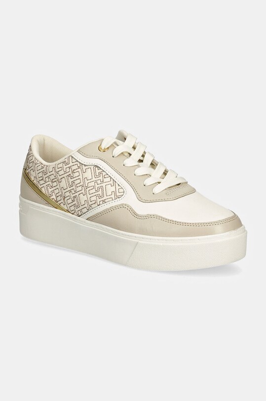 Кросівки Tommy Hilfiger PLATFORM MONOGRAM SNEAKER лицьова шкіра бежевий FW0FW08121