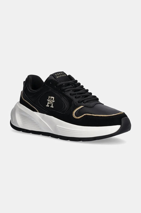 Δερμάτινα sneakers Tommy Hilfiger CHUNKY FASHION RUNNER δέρμα σαμουά μαύρο FW0FW08129