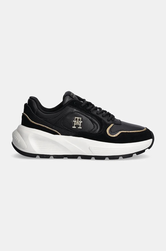 Δερμάτινα sneakers Tommy Hilfiger CHUNKY FASHION RUNNER FW0FW08129 μαύρο NC24