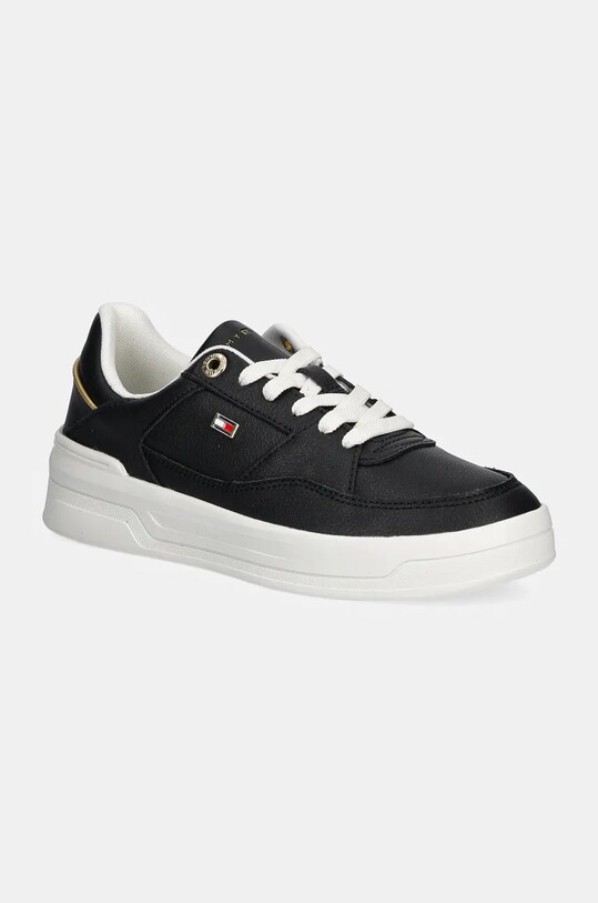 Kožené sneakers boty Tommy Hilfiger ESSENTIAL BASKET SNEAKER potažená kůže černá FW0FW08261