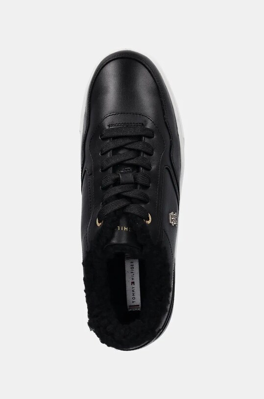 Шкіряні кросівки Tommy Hilfiger ESSENTIAL PLATFORM SNEAKER FUR чорний FW0FW08349